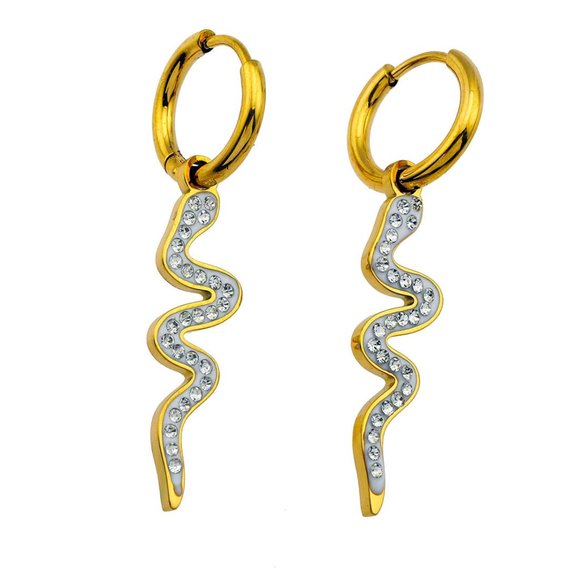 FANG Zirconia Serpent Drop Earrings - Picture 2 of 8